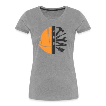 Bauhelm & Werkzeug – Handwerker Logo - Frauen Premium Bio T-Shirt - Grau meliert - Vorne - Mia (176cm)