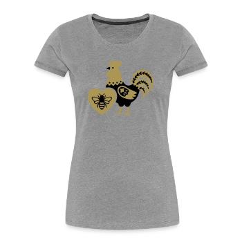  Hahn Biene Bauernhof Cottagecore Landleben - Frauen Premium Bio T-Shirt - Grau meliert - Vorne - Mia (176cm)