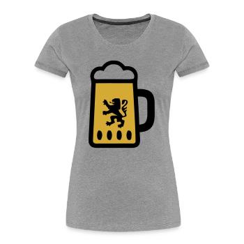 Beer Mug Bavaria Lions Coat of Arms Folk Festival - Women's Premium Organic T-Shirt - heather grey - Front - Mia (176cm)