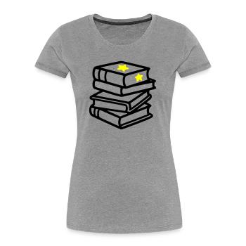 Bücherstapel Stern Fantasy Lesen Buchclub - Frauen Premium Bio T-Shirt - Grau meliert - Vorne - Mia (176cm)