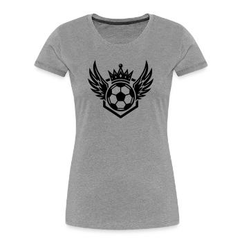 Fussball Wappen Flügel - Frauen Premium Bio T-Shirt - Grau meliert - Vorne - Mia (176cm)