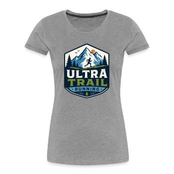 Ultra Trail Running - T-shirt bio Premium Femme - gris chiné - Devant - Mia (176cm)
