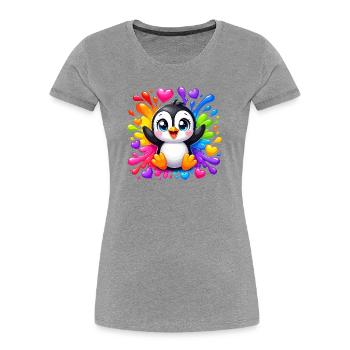 Éclaboussure de cœurs couleur de pingouin - T-shirt bio Premium Femme - gris chiné - Devant - Mia (176cm)