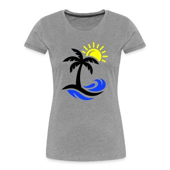 Palme Strand Ozean - Frauen Premium Bio T-Shirt - Grau meliert - Vorne - Mia (176cm)