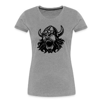 Wikinger Black Head - Frauen Premium Bio T-Shirt - Grau meliert - Vorne - Mia (176cm)
