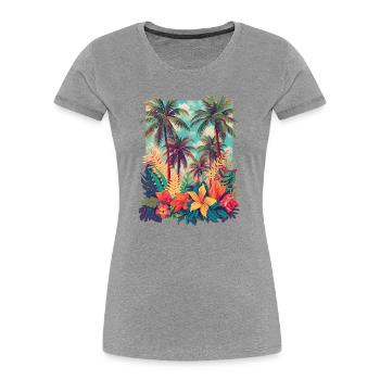 Tropical Blossom Beach - Women's Premium Organic T-Shirt - heather grey - Front - Mia (176cm)