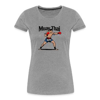 Muay Thai Kickboxing - T-shirt bio Premium Femme - gris chiné - Devant - Mia (176cm)