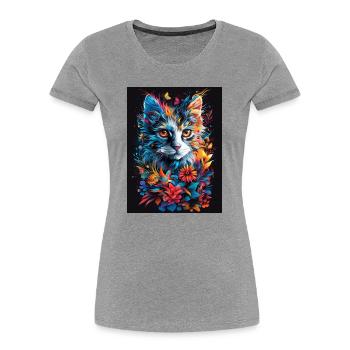 Cat_04 - Women's Premium Organic T-Shirt - heather grey - Front - Mia (176cm)