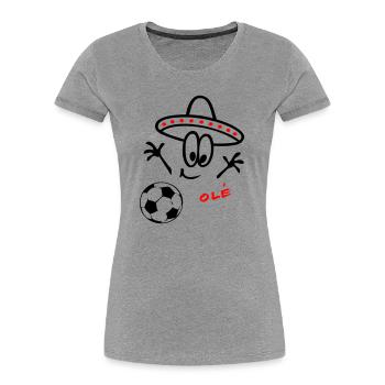 Sombrero Fußball  - Frauen Premium Bio T-Shirt - Grau meliert - Vorne - Mia (176cm)