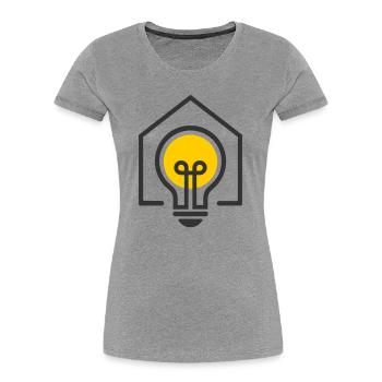 Motif d’ampoule de maison électricien - T-shirt bio Premium Femme - gris chiné - Devant - Mia (176cm)