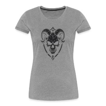 Skull with Horns Ram Skull - Women's Premium Organic T-Shirt - heather grey - Front - Mia (176cm)