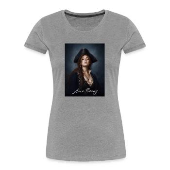 Anne Bonny Pirate Portrait - Women's Premium Organic T-Shirt - heather grey - Front - Mia (176cm)