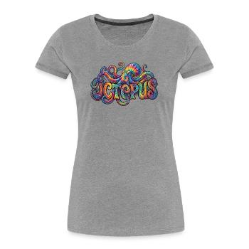 Psychedelic Tie-Dye Octopus Art - Women's Premium Organic T-Shirt - heather grey - Front - Mia (176cm)