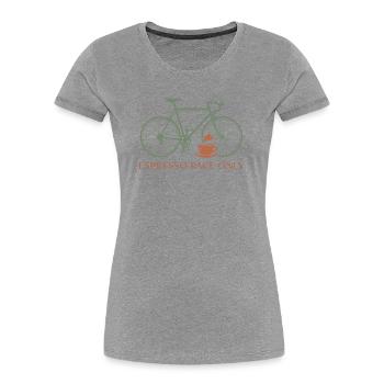 Maillot vélo Espresso Pace - T-shirt bio Premium Femme - gris chiné - Devant - Mia (176cm)