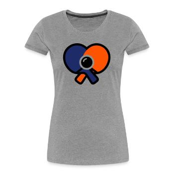 Tischtennisschläger Herz Tischtennis Liebe - Frauen Premium Bio T-Shirt - Grau meliert - Vorne - Mia (176cm)