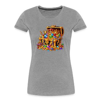 Königlicher Schatzkoffer voller Edelsteine - Frauen Premium Bio T-Shirt - Grau meliert - Vorne - Mia (176cm)