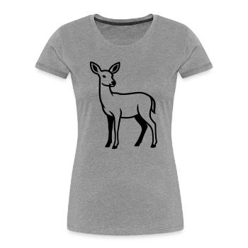 Deer Silhouette Hunter Hunting Club Forester Forest - Women's Premium Organic T-Shirt - heather grey - Front - Mia (176cm)