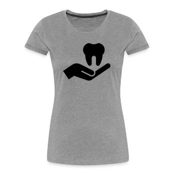 Dentiste, dentiste, cabinet dentaire - T-shirt bio Premium Femme - gris chiné - Devant - Mia (176cm)