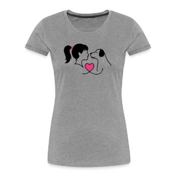 Maman Chien Fille Chien Chère Maîtresse - T-shirt bio Premium Femme - gris chiné - Devant - Mia (176cm)