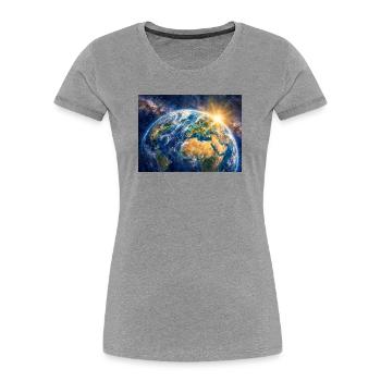 Earth at sunrise - Women's Premium Organic T-Shirt - heather grey - Front - Mia (176cm)