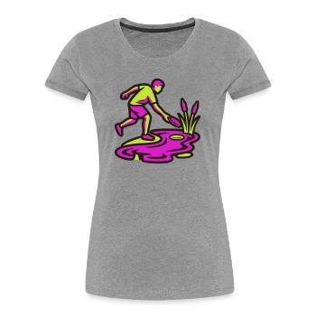 Icône des obstacles aquatiques du disc golf - T-shirt bio Premium Femme - gris chiné - Devant - Mia (176cm)