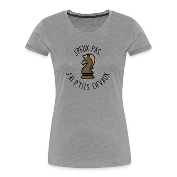Petits Chevaux - T-shirt bio Premium Femme - gris chiné - Devant - Mia (176cm)