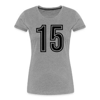 Symbole numérique 15 - T-shirt bio Premium Femme - gris chiné - Devant - Mia (176cm)