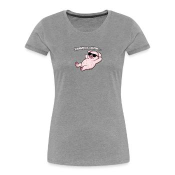 Summer Pig Relax with sunglasses - Women's Premium Organic T-Shirt - heather grey - Front - Mia (176cm)