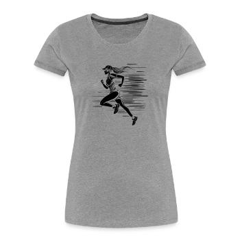 Runner Drawing - Women's Premium Organic T-Shirt - heather grey - Front - Mia (176cm)