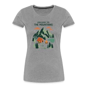Randonnée - Aventure en plein air - Évasion à la montagne - T-shirt bio Premium Femme - gris chiné - Devant - Mia (176cm)