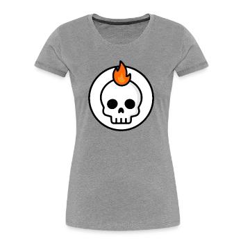 Cute Doom Skull Fire Graphic - Women's Premium Organic T-Shirt - heather grey - Front - Mia (176cm)
