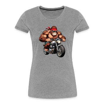 Muscular Gorilla Biker - Women's Premium Organic T-Shirt - heather grey - Front - Mia (176cm)