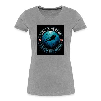 Leben Unter Wasser Tauchermotiv Kreis - Frauen Premium Bio T-Shirt - Grau meliert - Vorne - Mia (176cm)