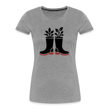 Icône des plantes bottes en caoutchouc - T-shirt bio Premium Femme - gris chiné - Devant - Mia (176cm)