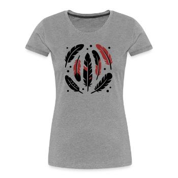 Bird Feathers Circle Logo - Women's Premium Organic T-Shirt - heather grey - Front - Mia (176cm)