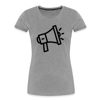 mégaphone - T-shirt bio Premium Femme - gris chiné - Devant - Mia (176cm)