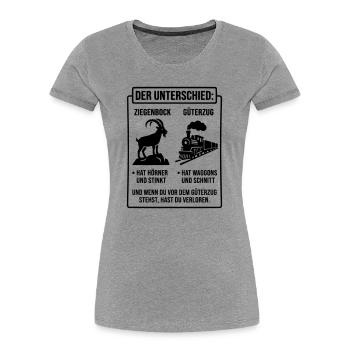 Ziegenbock vs Güterzug Meme - Frauen Premium Bio T-Shirt - Grau meliert - Vorne - Mia (176cm)
