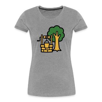 Draw Fountain Village Logo - T-shirt bio Premium Femme - gris chiné - Devant - Mia (176cm)