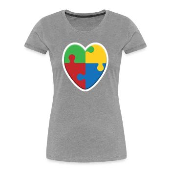 Autismus Herz Puzzle - Frauen Premium Bio T-Shirt - Grau meliert - Vorne - Mia (176cm)