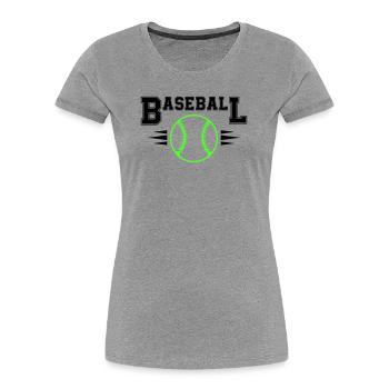 Neon Baseball Ball with Illuminated Stitches - Women's Premium Organic T-Shirt - heather grey - Front - Mia (176cm)