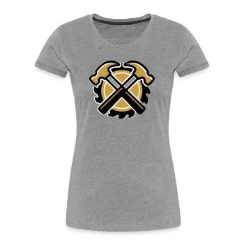 Logo du marteau Zimmermann - T-shirt bio Premium Femme - gris chiné - Devant - Mia (176cm)