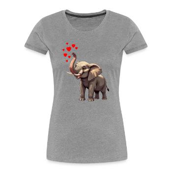 Éléphant au cœur - T-shirt bio Premium Femme - gris chiné - Devant - Mia (176cm)