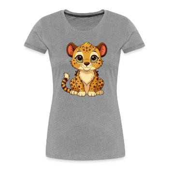 Cute Baby Cheetah - Women's Premium Organic T-Shirt - heather grey - Front - Mia (176cm)