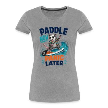 Impression arrière | SUP Paddleboard Board Stand Up Paddle - T-shirt bio Premium Femme - gris chiné - Devant - Mia (176cm)