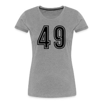 Symbole du chiffre 49 - T-shirt bio Premium Femme - gris chiné - Devant - Mia (176cm)