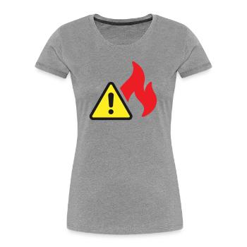 Brandwarnung Flammenschutzsymbol mit festem Symbol - Frauen Premium Bio T-Shirt - Grau meliert - Vorne - Mia (176cm)