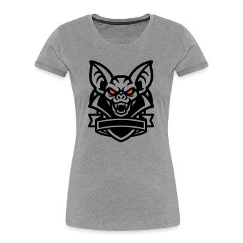 Fledermaus Maskottchen Logo - Frauen Premium Bio T-Shirt - Grau meliert - Vorne - Mia (176cm)