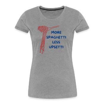 lustiges Spaghetti-Design - Frauen Premium Bio T-Shirt - Grau meliert - Vorne - Mia (176cm)