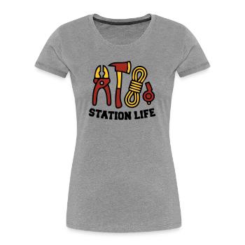 Station Life Feuerwehr Icon - Frauen Premium Bio T-Shirt - Grau meliert - Vorne - Mia (176cm)
