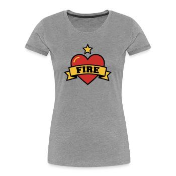 Feuerwehr Herz Fire Wappen - Frauen Premium Bio T-Shirt - Grau meliert - Vorne - Mia (176cm)